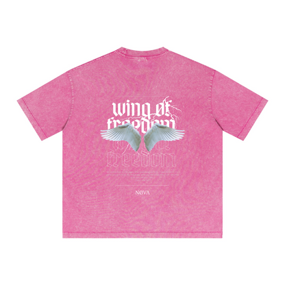285GSM Vintage Snowflake Wash T-shirt Pink