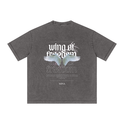 285GSM Vintage Snowflake Wash T-shirt Dark gray