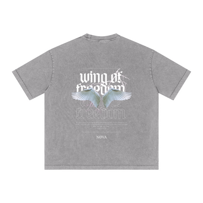 285GSM Vintage Snowflake Wash T-shirt Light grey