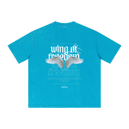 285GSM Vintage Snowflake Wash T-shirt Blue